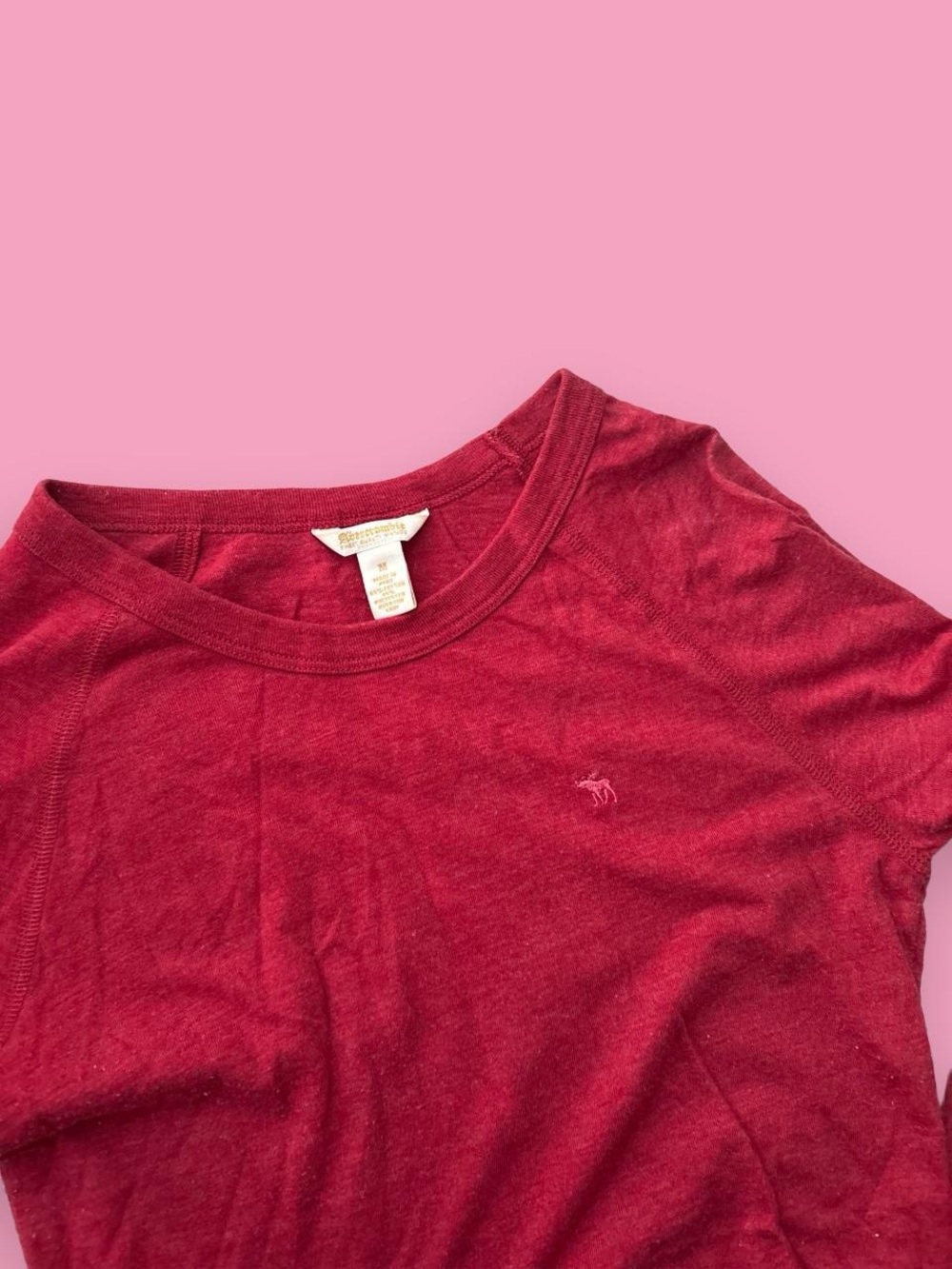 Y2K Abercrombie Women’s long Sleeve Crewneck Top - Deep Raspberry